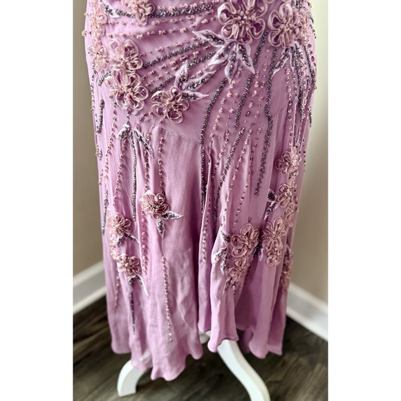 Sue Wong Nocturne Midi Dress Y2K Fairycore Silk Purple Vintage Sz 12 Miley Cyrus - Picture 3 of 16